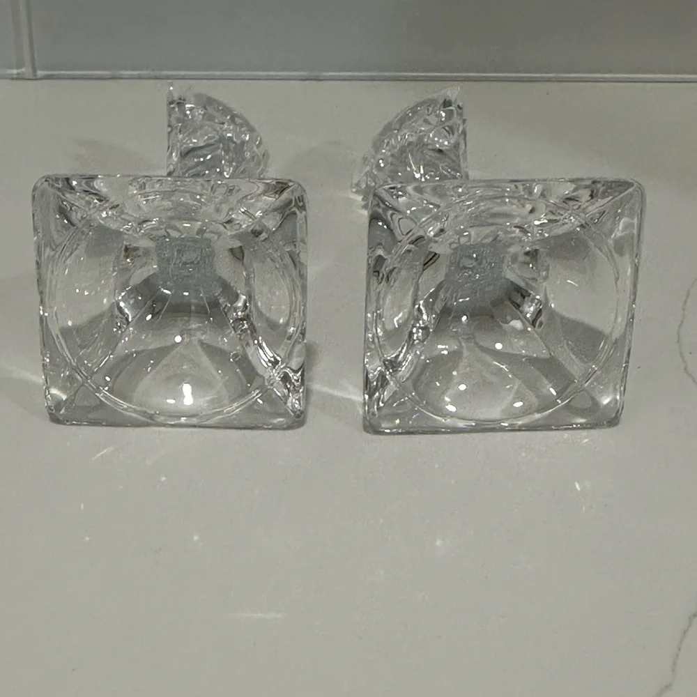 Vintage Mikasa Art Deco Crystal Candleholder set of two no chips scratches